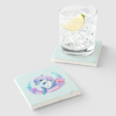 かわいいイルカの海の生き物 ストーンコースター (横)