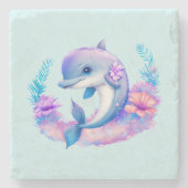かわいいイルカの海の生き物 ストーンコースター (正面)