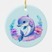 かわいいイルカの海の生き物 セラミックオーナメント (裏面)