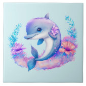 かわいいイルカの海の生き物 タイル (正面)