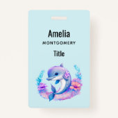 かわいいイルカの海の生き物 バッジ (正面)