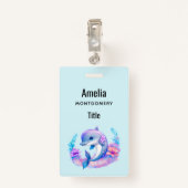 かわいいイルカの海の生き物 バッジ (裏面クリップ)