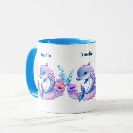 かわいいイルカの海の生き物 マグカップ (正面左)