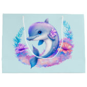 かわいいイルカの海の生き物 ラージペーパーバッグ (裏面)