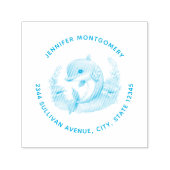 かわいいイルカの海の生物の住所 セルフインキングスタンプ (デザイン)