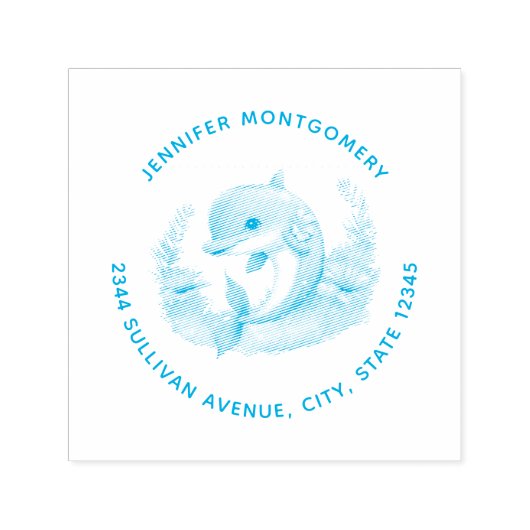 かわいいイルカの海の生物の住所 セルフインキングスタンプ (デザイン)