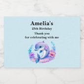 かわいいイルカの海の生物パーティーありがとう スパークリングワインラベル (シングルラベル)