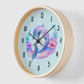 かわいいイルカの海の生物 壁時計 (傾斜)