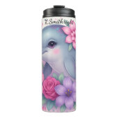 かわいいイルカの花ハートキラキラ タンブラー (正面)