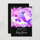かわいいイルカの赤ちゃんシャワー サンキューカード (正面/裏面)