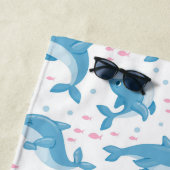 かわいいイルカパーソナライズされたビーチタオル ビーチタオル (インサイチュ)