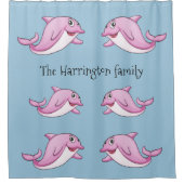 かわいいイルカ名前をカスタムするシャワーカーテン シャワーカーテン (正面)