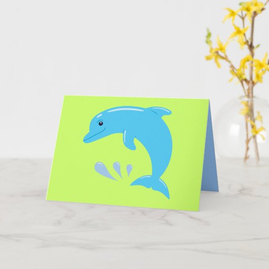 かわいいイルカ カード (黄色い花)