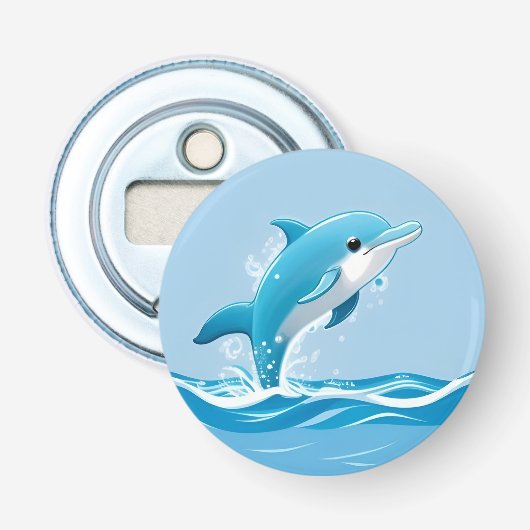 🐬 かわいいイルカ 海の青 遊び心あふれるデザイン 栓抜き (正面)