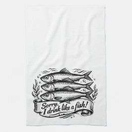 かわいいイワシの名言Tシャツ キッチンタオル