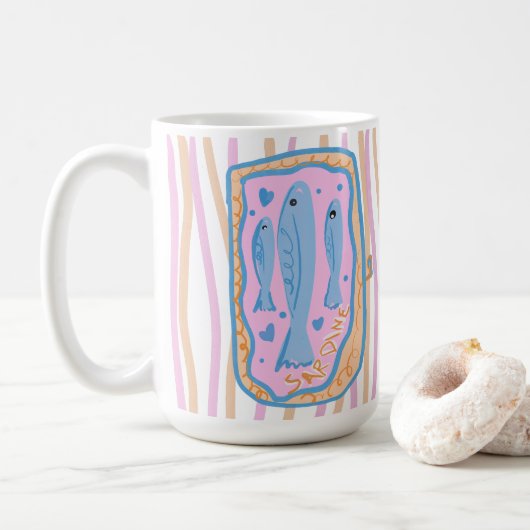 かわいいイワシの芸術 コーヒーマグカップ (ドーナツ)