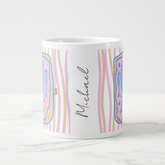 かわいいイワシの芸術 ジャンボコーヒーマグカップ (正面)