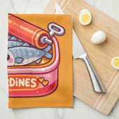 かわいいイワシの魚のキャラクター キッチンタオル (四つ折り)