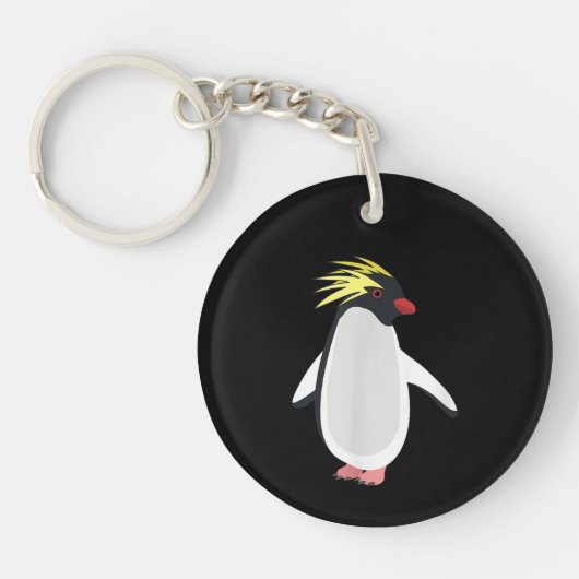 かわいいイワトビペンギン 楽しい南極の動物 キーホルダー (正面)