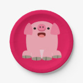 かわいいインク漫画の豚の紙プレート ペーパープレート (正面)