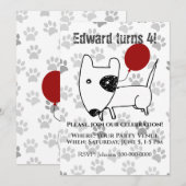 かわいいイングリッシュブルテリアの誕生日 招待状 (正面/裏面)