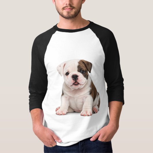 かわいいイングリッシュブルドッグの子犬 Tシャツ (正面)