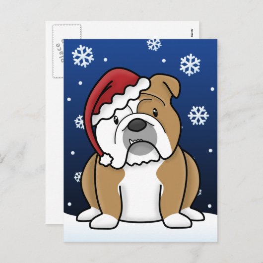 かわいいイングリッシュブルドッグクリスマスポストカード シーズンポストカード (正面/裏面)