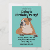 かわいいイングリッシュブルドッグペット誕生日 招待状 (正面)
