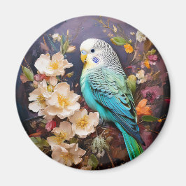 かわいいインコと花 マグネット