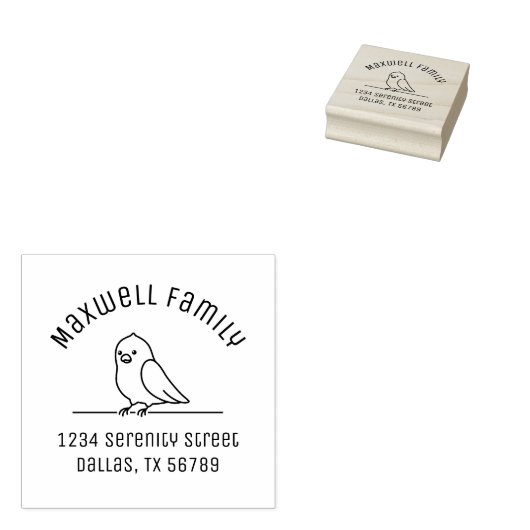 かわいいインコのオウムの鳥の家族のアーチアドレス ラバースタンプ (押印)