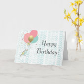 かわいいインコ誕生日グリーティングカード カード (黄色い花)