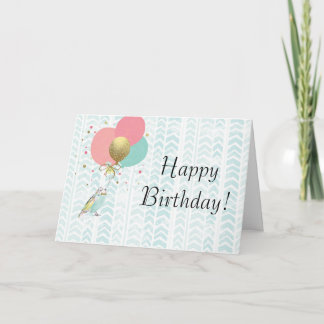 かわいいインコ誕生日グリーティングカード カード