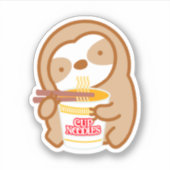 かわいいインスタントラーメン麺スープのナマケモノ シール (正面)