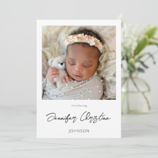 かわいいインスタント2枚の写真誕生のお知らせ4 招待状 (スタンド正面)