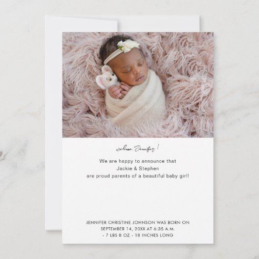 かわいいインスタント2枚の写真誕生のお知らせ4 招待状 (裏面)