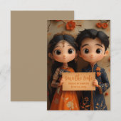 かわいいインディアンの少年と少女。 セーブザデート (正面/裏面)