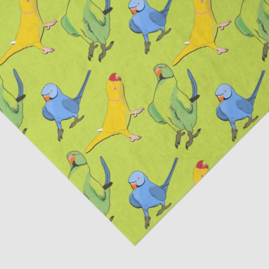 かわいいインディアンリングネックブライトグリーンオウム模様 薄葉紙 (詳細)