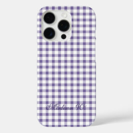 かわいいインディゴのギンガムチェック柄 iPhone 16 PROケース
