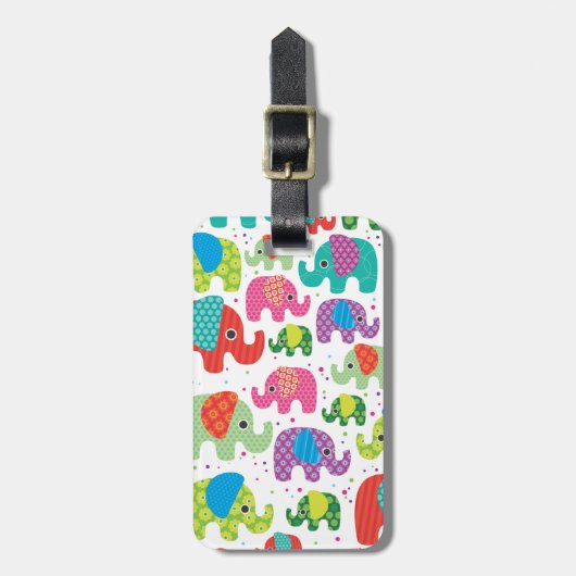 かわいいインド象の子供パターン旅行ラベル ラゲッジタグ (正面縦)