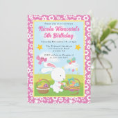 かわいいイースターうさぎの春の子供の誕生日 招待状 (スタンド正面)