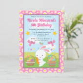 かわいいイースターうさぎの春の子供の誕生日 招待状 (スタンド正面)