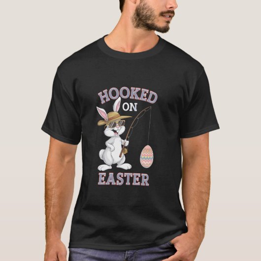 かわいいイースターうさぎの釣り イースターエッグ Tシャツ (正面)