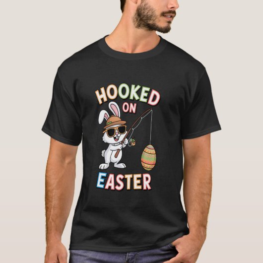かわいいイースターうさぎの釣り エッグを釣る 楽しい休日 Tシャツ (正面)