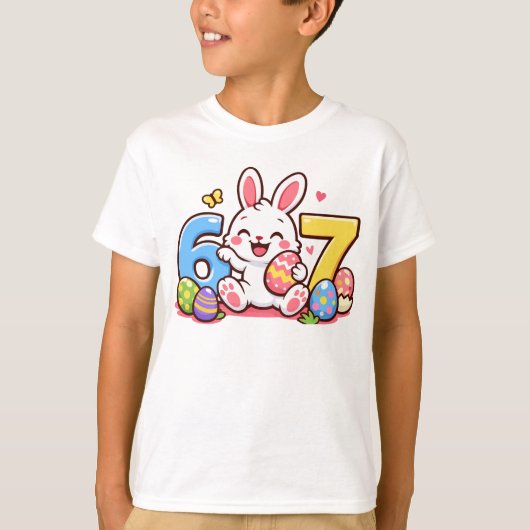かわいいイースターうさぎキッズ67のミーム Tシャツ (正面)