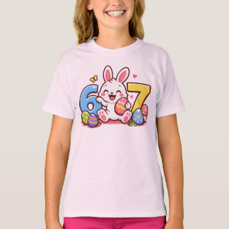 かわいいイースターうさぎキッズ 67 メーム Tシャツ