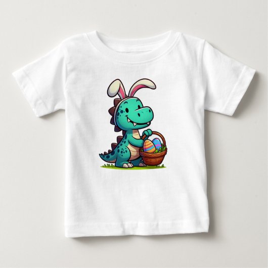 かわいいイースターうさぎ恐竜 ベビーTシャツ (正面)
