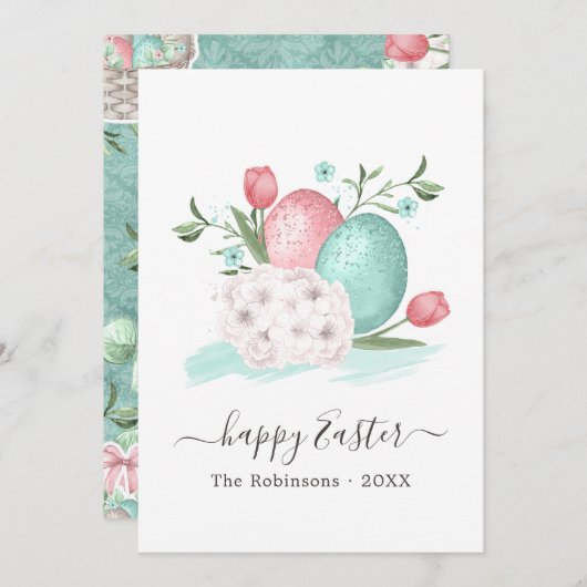 かわいいイースターおめでとう シーズンカード (正面/裏面)