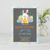 かわいいイースターのうさぎのカード 招待状 (スタンド正面)