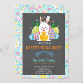 かわいいイースターのうさぎのカード 招待状 (正面/裏面)