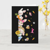 かわいいイースターのうさぎの花春の卵キ カード (黄色い花)